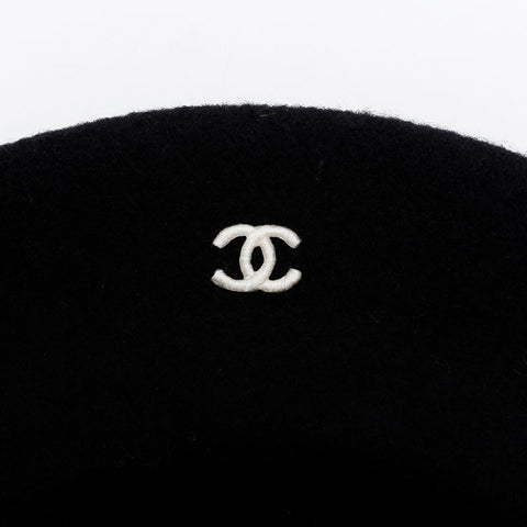 CHANEL COCO Mark 98P Wool 1998 beret black WS21981