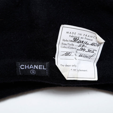 CHANEL COCO Mark 98P Wool 1998 beret black WS21981