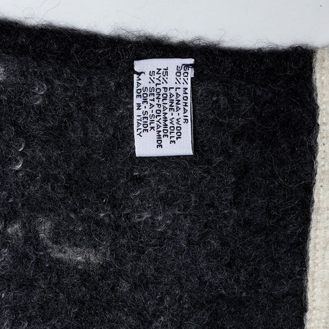 CHANEL Large mohair blend cashmere stole with logo Scarf black WS21983