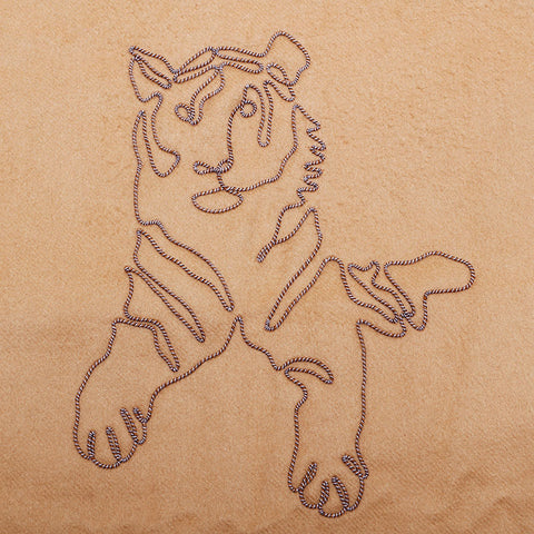 HERMES cashmere tiger Scarf beige WS21984
