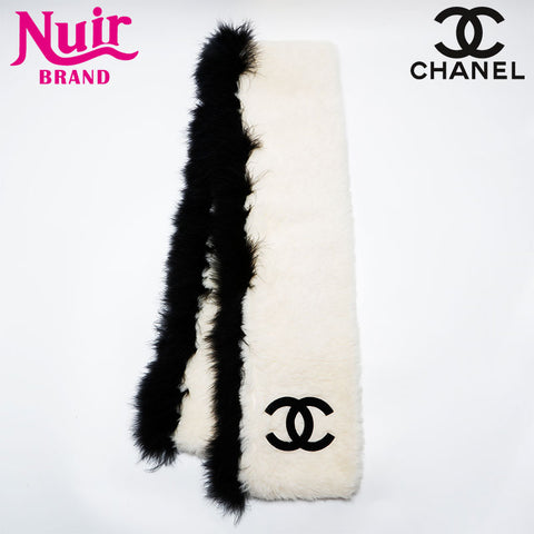 CHANEL 1994 Logo Boa Scarf Ivory WS21985