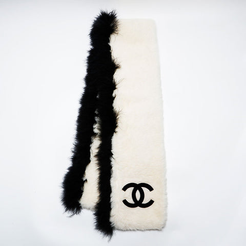 CHANEL 1994 Logo Boa Scarf Ivory WS21985