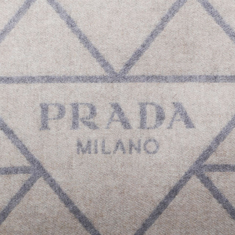 PRADA 100% cashmere logo reversible Scarf gray WS21986
