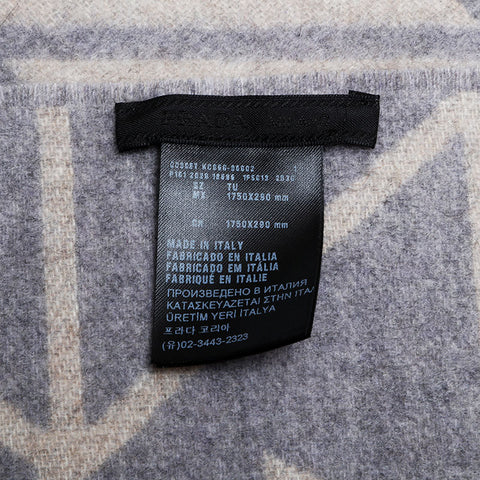 PRADA 100% cashmere logo reversible Scarf gray WS21986