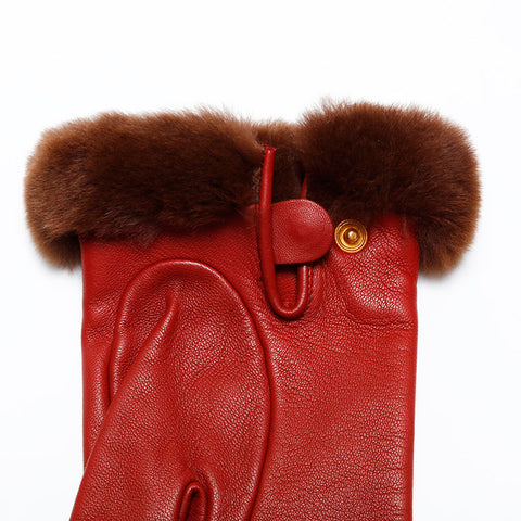 HERMES Leather Kelly gloves Red WS21987