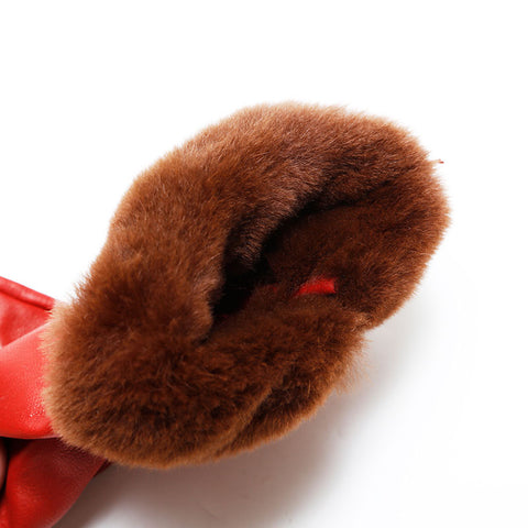 HERMES Leather Kelly gloves Red WS21987