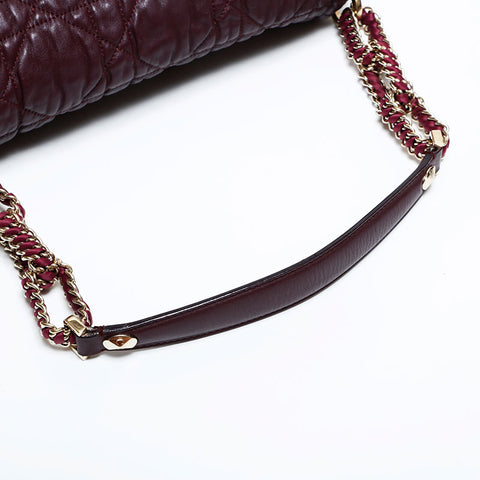 Christian Dior Leather Cannage Chain Flap Shoulder Bag purple WS21990