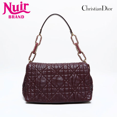 Christian Dior Leather Cannage Chain Flap Shoulder Bag purple WS21990