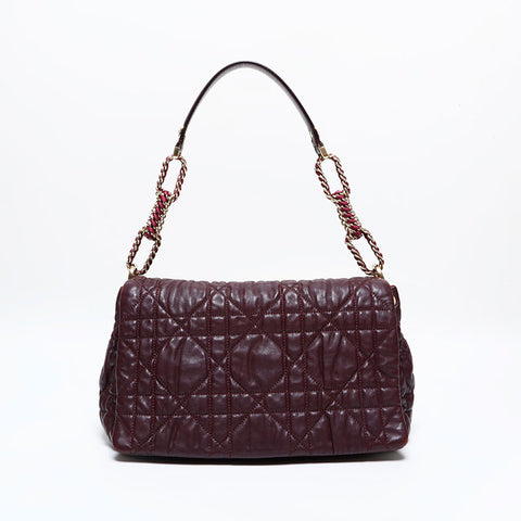Christian Dior Leather Cannage Chain Flap Shoulder Bag purple WS21990