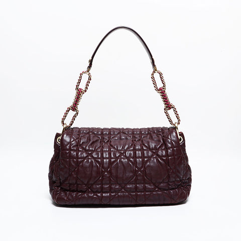 クリスチャンディオール Christian Dior レザー カナージュ チェーン フラップ ショルダーバッグ パープル WS21990