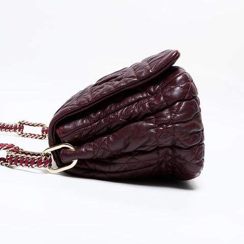 Christian Dior Leather Cannage Chain Flap Shoulder Bag purple WS21990