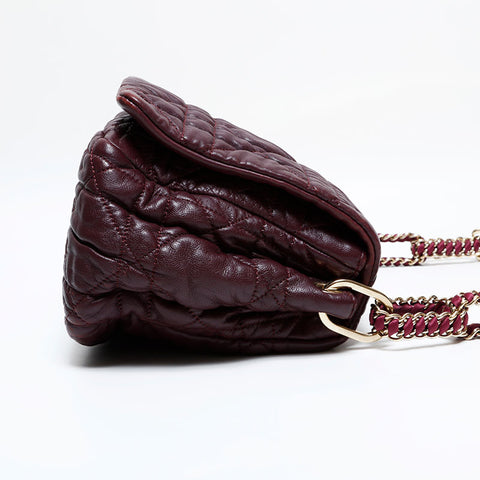 Christian Dior Leather Cannage Chain Flap Shoulder Bag purple WS21990