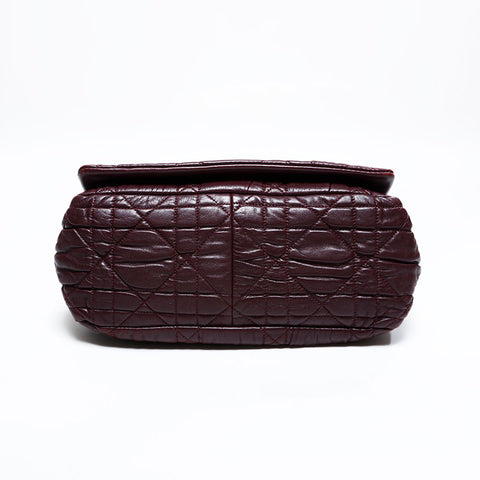 Christian Dior Leather Cannage Chain Flap Shoulder Bag purple WS21990