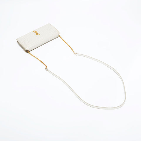YVES SAINT LAURENT Mini Embossed Leather Phone Case Shoulder Bag beige WS21991