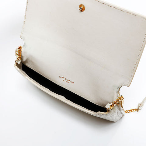 YVES SAINT LAURENT Mini Embossed Leather Phone Case Shoulder Bag beige WS21991
