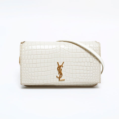 YVES SAINT LAURENT Mini Embossed Leather Phone Case Shoulder Bag beige WS21991