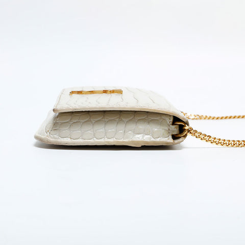 YVES SAINT LAURENT Mini Embossed Leather Phone Case Shoulder Bag beige WS21991