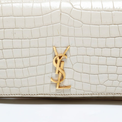 YVES SAINT LAURENT Mini Embossed Leather Phone Case Shoulder Bag beige WS21991