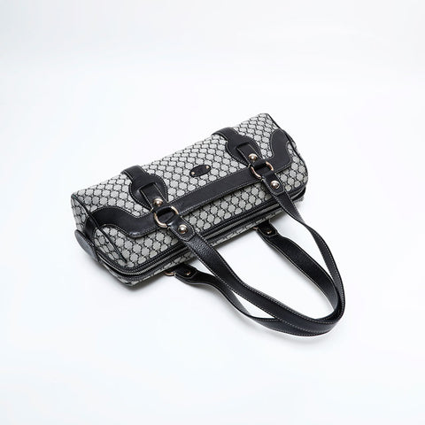 CELINE Macadam Canvas Boston Bag Handbag black WS21992