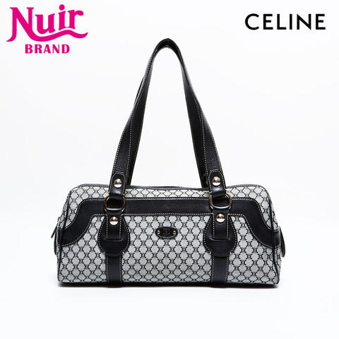 CELINE Macadam Canvas Boston Bag Handbag black WS21992