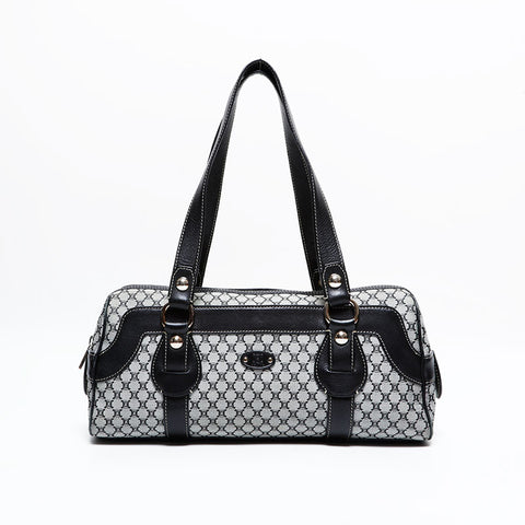 CELINE Macadam Canvas Boston Bag Handbag black WS21992