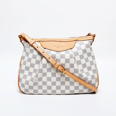 LOUIS VUITTON 2011 Damier Azur Siracusa PM Shoulder Bag white WS21996