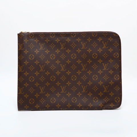 LOUIS VUITTON 1990 Monogram Porte-Document Clutch bag Brown WS22001