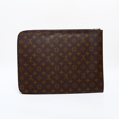LOUIS VUITTON 1990 Monogram Porte-Document Clutch bag Brown WS22001