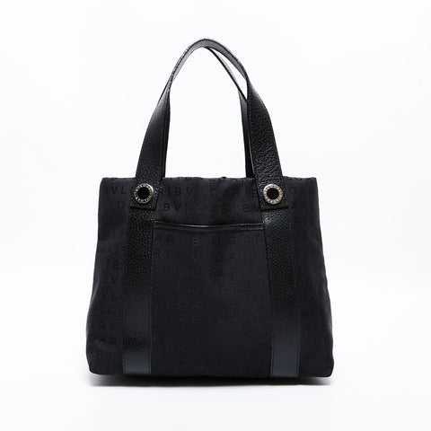 ブルガリ BVLGARI キャンバス ロゴマニア ハンドバッグ ブラック WS22008