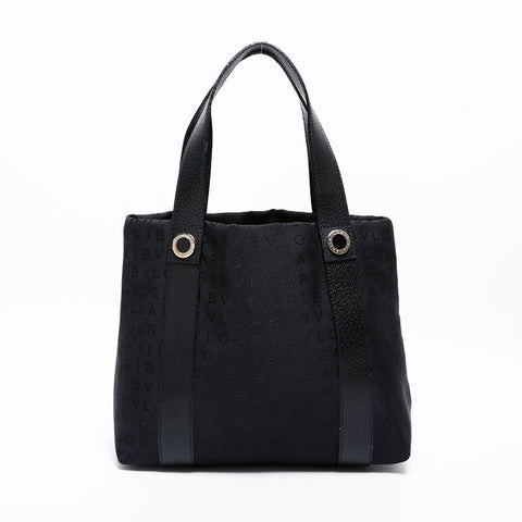 ブルガリ BVLGARI キャンバス ロゴマニア ハンドバッグ ブラック WS22008