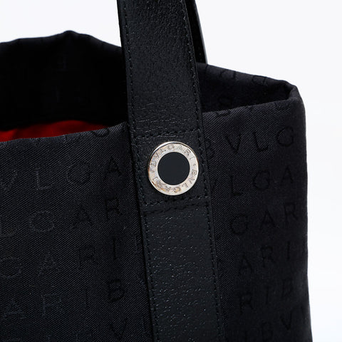 ブルガリ BVLGARI キャンバス ロゴマニア ハンドバッグ ブラック WS22008