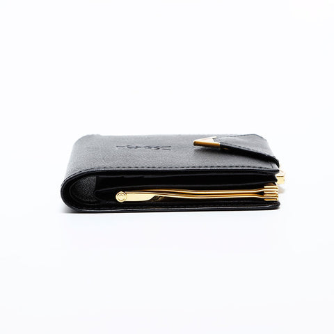 極美品 イヴ・サンローラン YVES SAINT LAURENT レザー ロゴ 二つ折り財布 ブラック WS22012