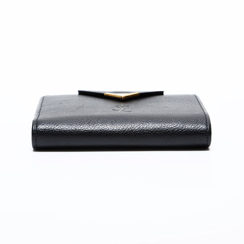 極美品 イヴ・サンローラン YVES SAINT LAURENT レザー ロゴ 二つ折り財布 ブラック WS22012