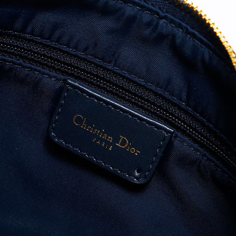 美品 クリスチャンディオール Christian Dior キャンバス トロッター サドル ショルダーバッグ ネイビー WS22016