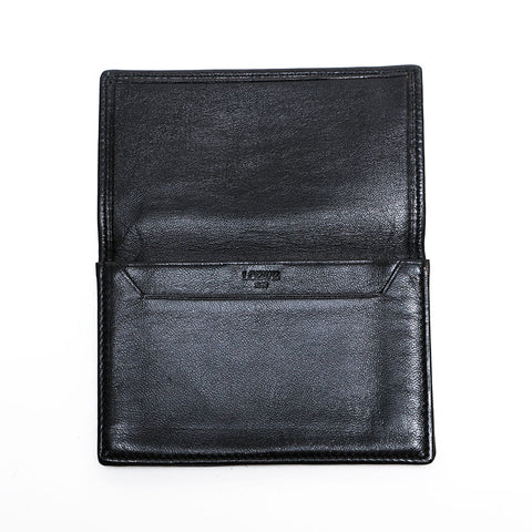 極美品 ロエベ LOEWE ラムスキン レザー アナグラム 名刺入れ カードケース ブラック WS22021