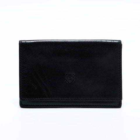 極美品 ロエベ LOEWE ラムスキン レザー アナグラム 名刺入れ カードケース ブラック WS22021