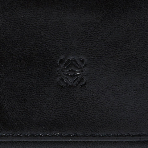 極美品 ロエベ LOEWE ラムスキン レザー アナグラム 名刺入れ カードケース ブラック WS22021