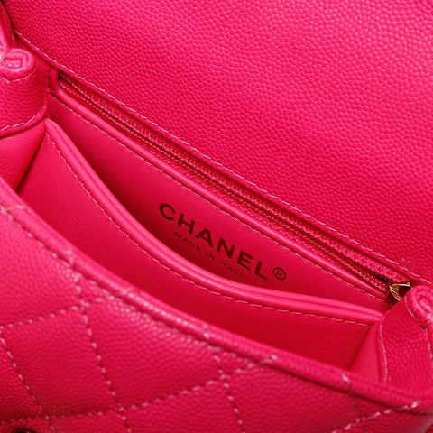 CHANEL Coco Handle XS 迷你鱼子酱 2-way Matelasse 单肩包 粉色 WS22031