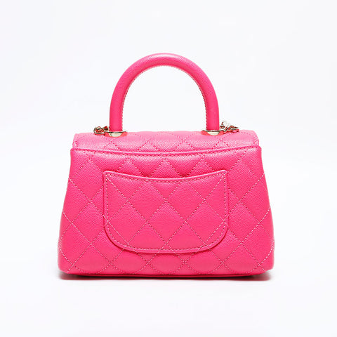CHANEL Coco Handle XS Mini Caviar 2-way Matelasse Shoulder Bag pink WS22031