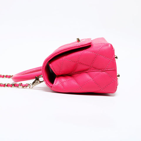 CHANEL Coco Handle XS Mini Caviar 2-way Matelasse Shoulder Bag pink WS22031