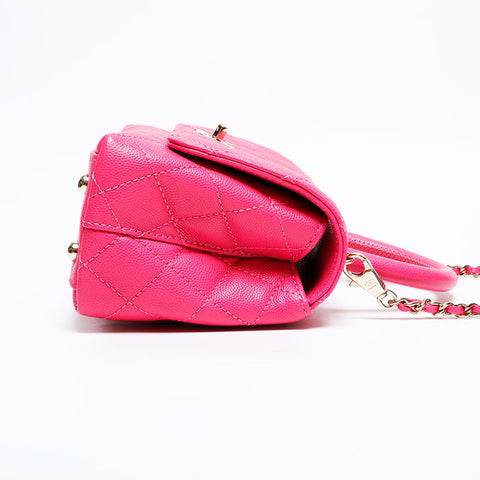 CHANEL Coco Handle XS Mini Caviar 2-way Matelasse Shoulder Bag pink WS22031