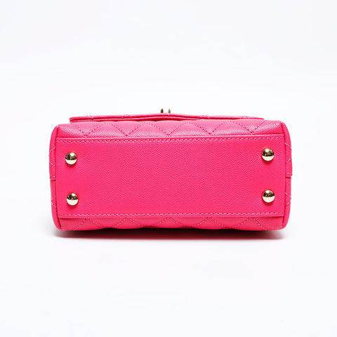 CHANEL Coco Handle XS 迷你鱼子酱 2-way Matelasse 单肩包 粉色 WS22031