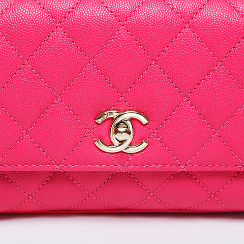 CHANEL Coco Handle XS Mini Caviar 2-way Matelasse Shoulder Bag pink WS22031