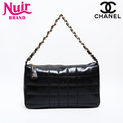 CHANEL No. 7 2002-2003 Chocolate Bar Chain Shoulder Bag black WS22033