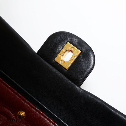 CHANEL No. 1 1989-1991 Matelasse Double Flap 9.1" Lambskin Shoulder Bag black WS22034