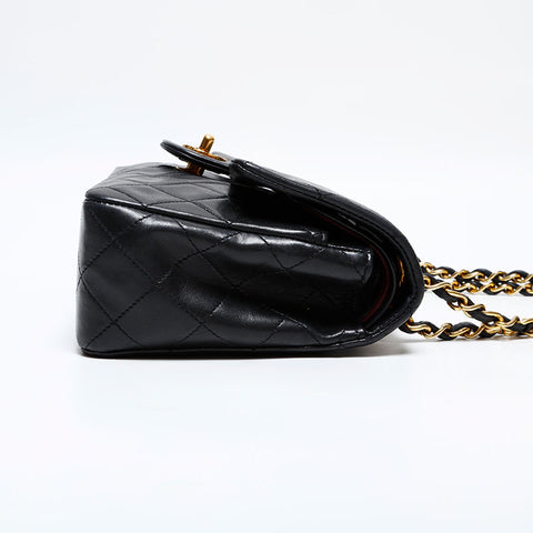 CHANEL No. 1 1989-1991 Matelasse Double Flap 9.1" Lambskin Shoulder Bag black WS22034