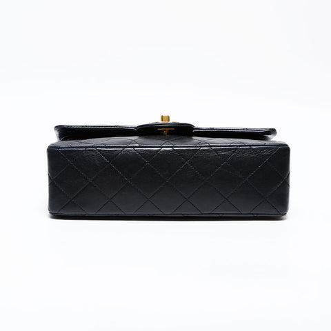 CHANEL No. 1 1989-1991 Matelasse Double Flap 9.1" Lambskin Shoulder Bag black WS22035