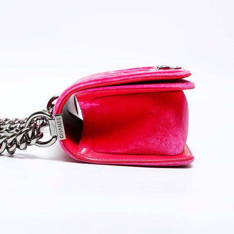 CHANEL No. 21 2015-2016 Boy Mini Velour Shoulder Bag pink WS22037