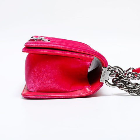 CHANEL No. 21 2015-2016 Boy Mini Velour Shoulder Bag pink WS22037