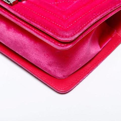CHANEL No. 21 2015-2016 Boy Mini Velour Shoulder Bag pink WS22037